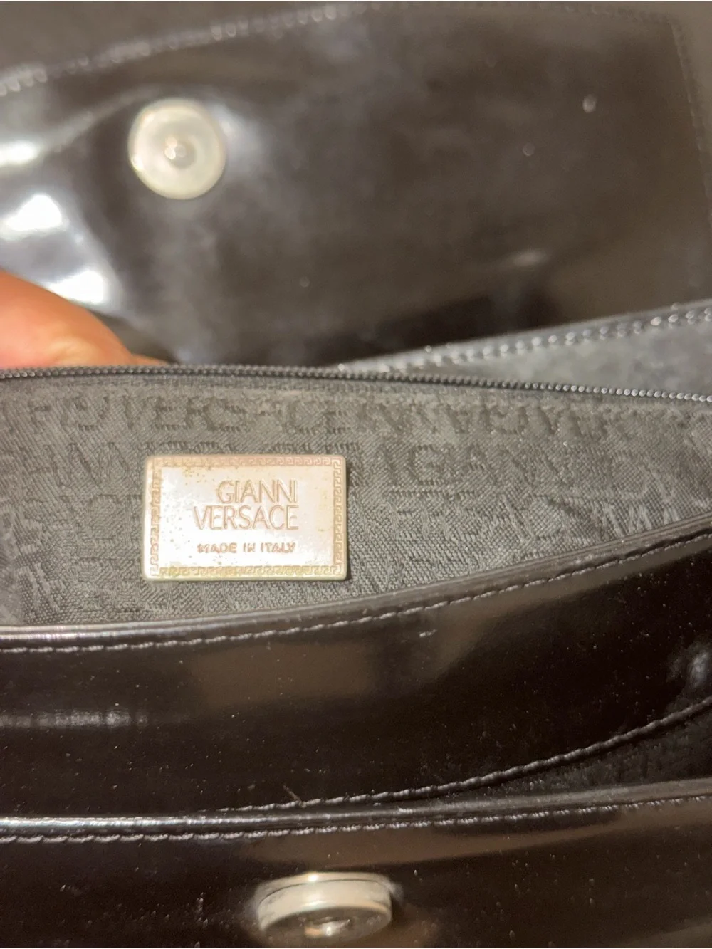Versace Black Leather Briefcase with Medusa Silver Plaque